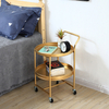 Metal Double Layers Sofa Side Table Storage Trolley Cart Coffee End Tables HWD-MH01