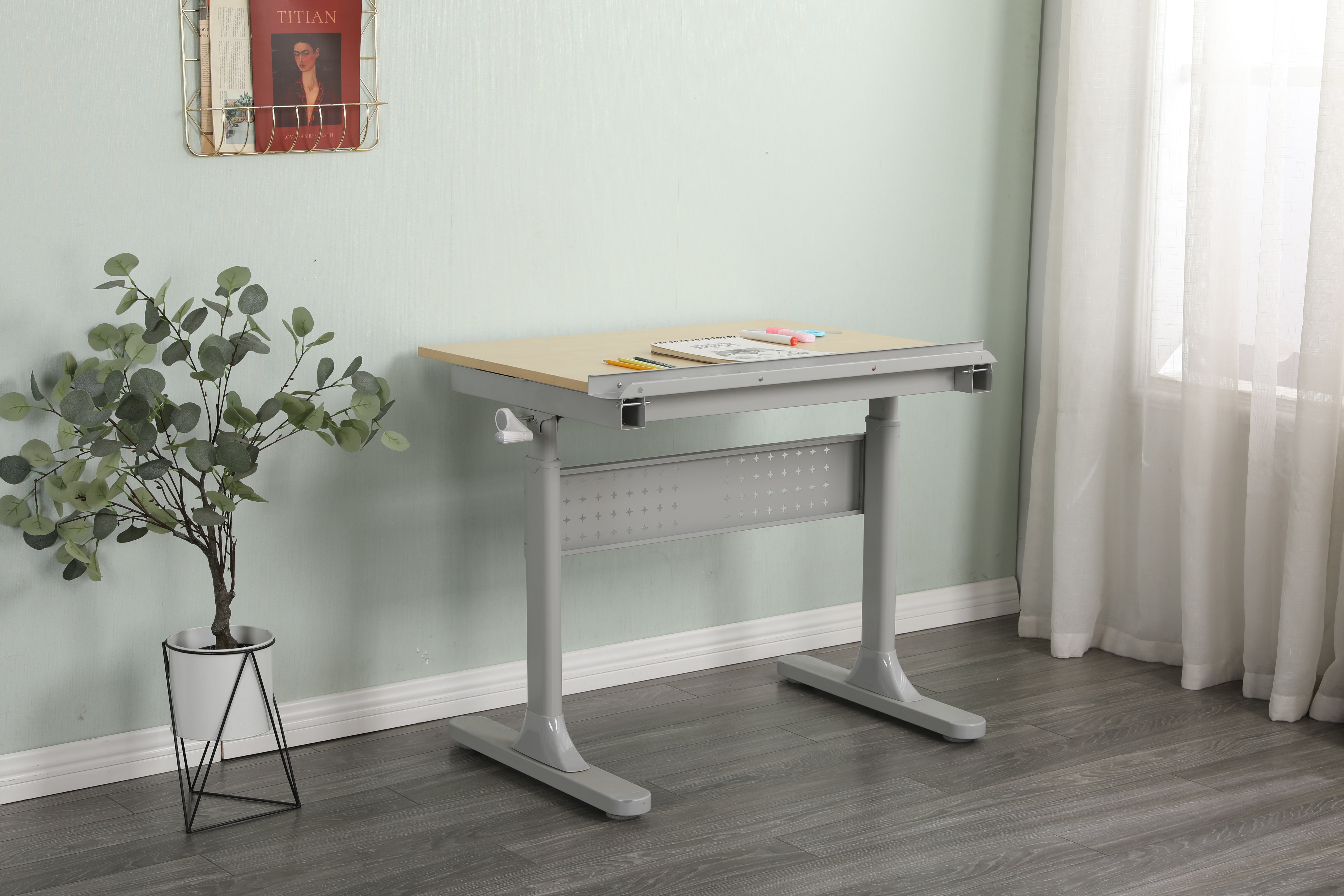 Adjustable Height Wooden Drafting Table Art Craft Table HWD-K036