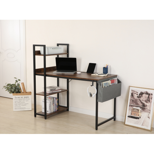 H-shaped Computer Desk With Bookshelf HWD-FW03