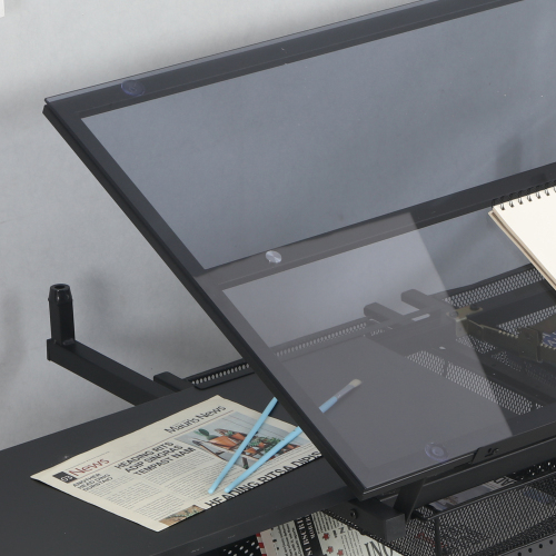 Adjustable Height Glass Drafting Table HWD-K027 tempered glass and countertop