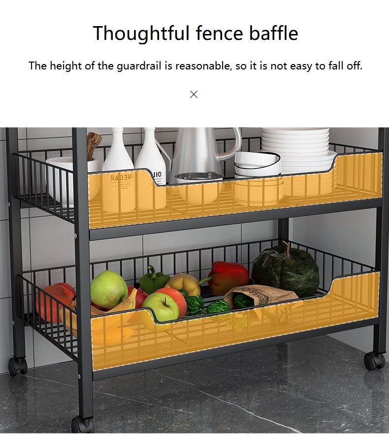 Movable kitchen storage shelf HWD-XBG-ZWJ003 Fence and baffle