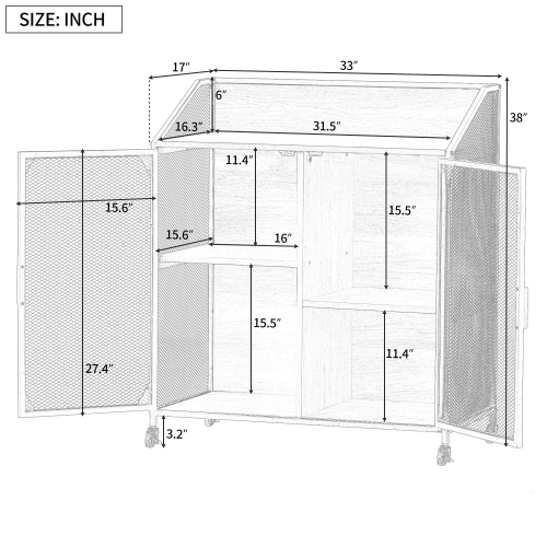 Metal mesh Cabinet Kitchen Trolley Cart HWD-TM02 size