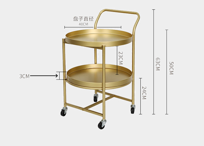 Metal Double Layers Sofa Side Table Storage Trolley Cart Coffee End Tables HWD-MH01