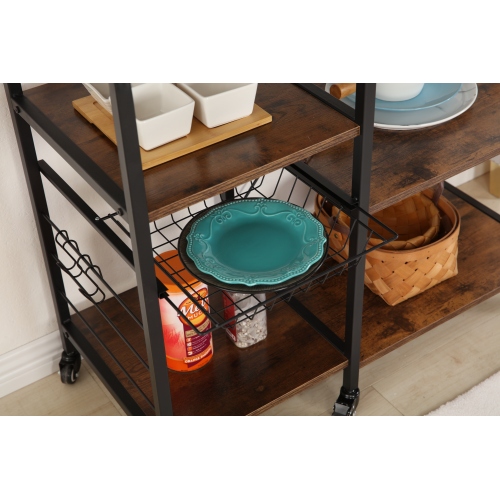 Kitchen Storage Rack Dining Trolley Cart H-FW05 Mesh basket