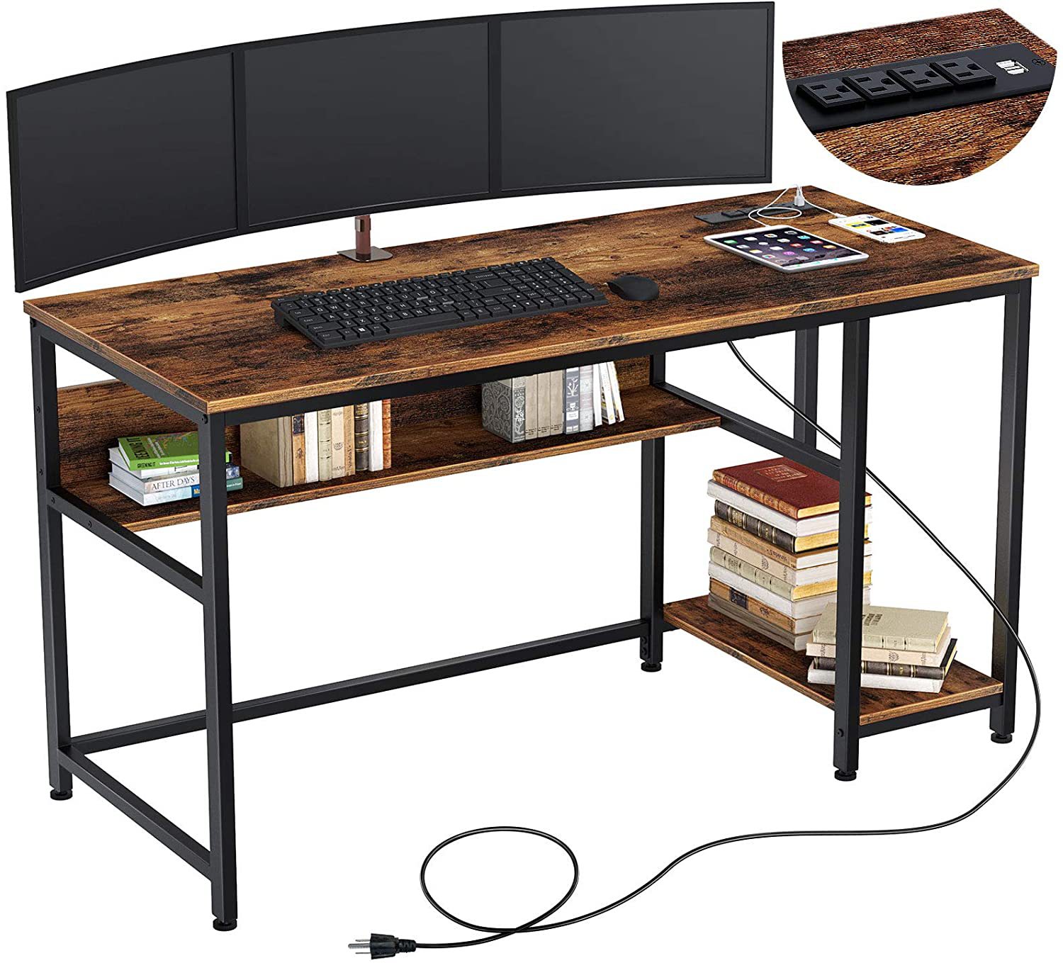 Computer Desk With Power Outlet and USB Socket HWD-DX112AD