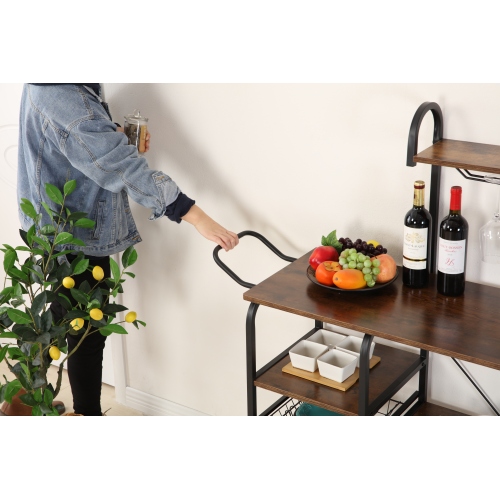 Kitchen Storage Rack Dining Trolley Cart H-FW05 handle