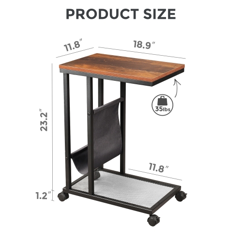 C Shaped Mobile Side Table End Table HWD-WLF04 size
