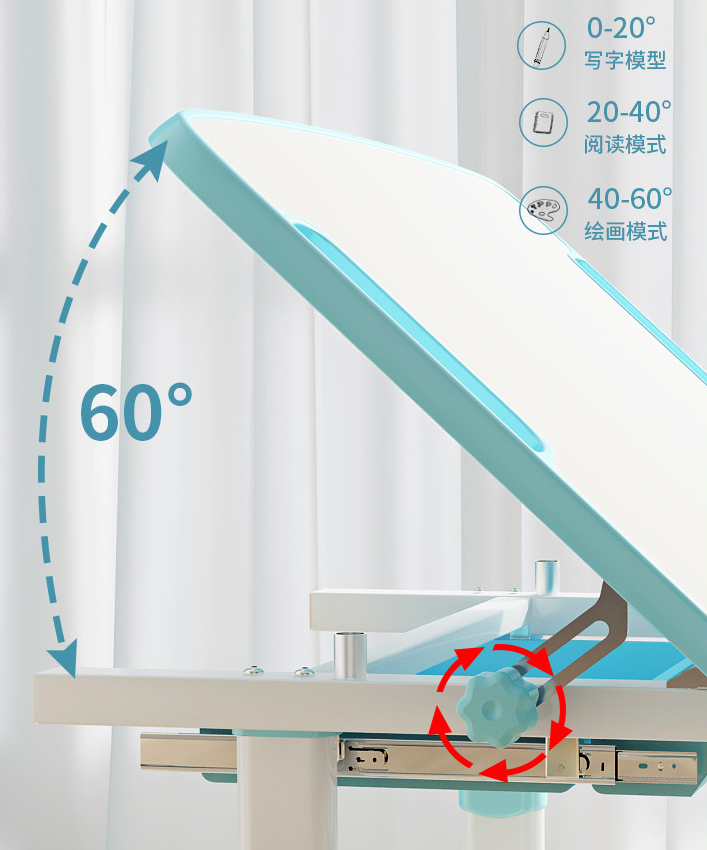 Adjustable Kids Table and Chair Sets H-DX02 Tilting desktop