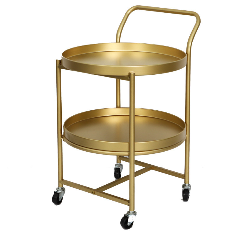 Metal Double Layers Sofa Side Table Storage Trolley Cart Coffee End Tables HWD-MH01